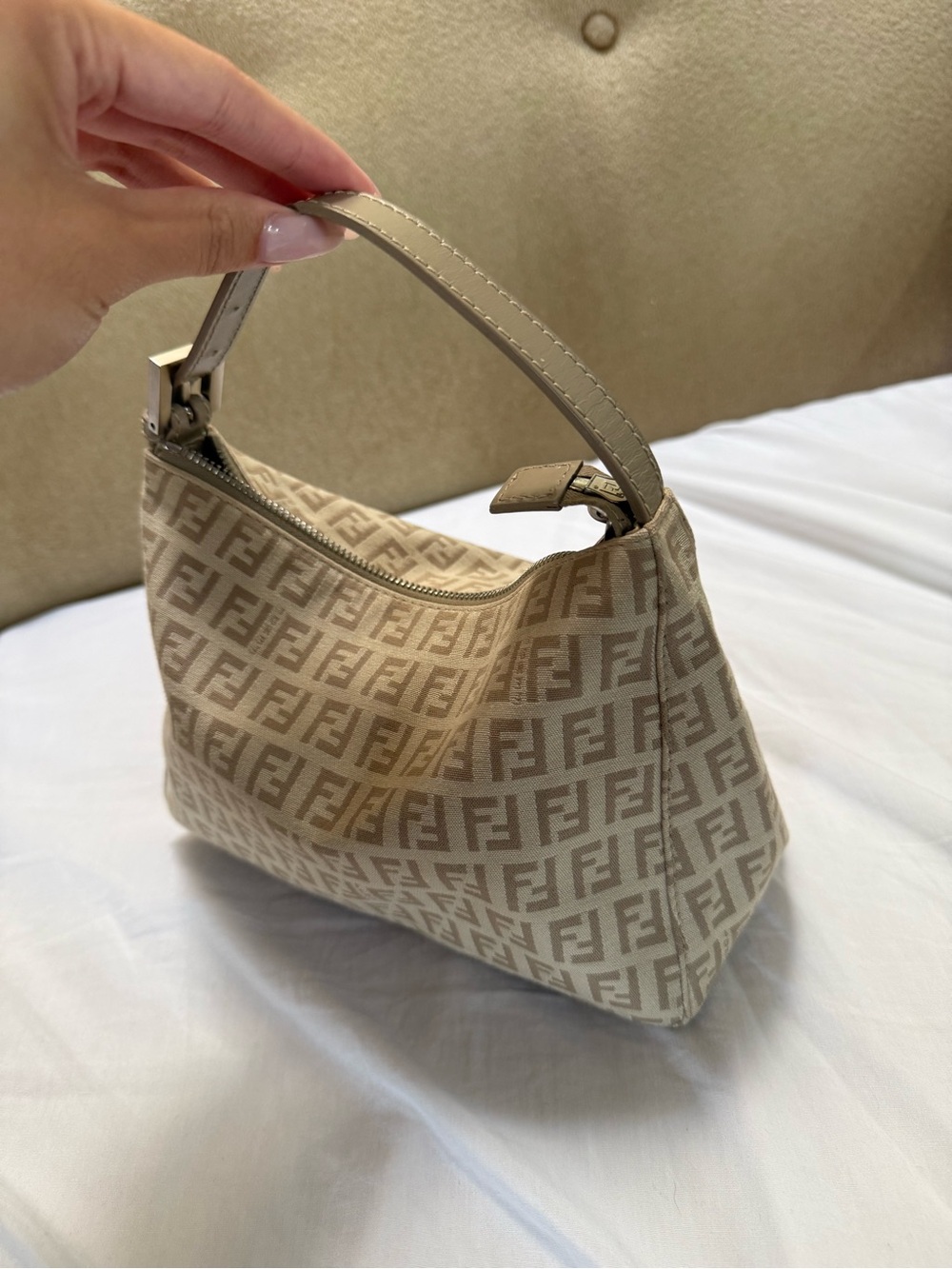 Fendi Tan FF Monogram Canvas Shoulder Bag